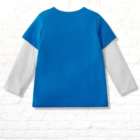 Care BearsWish It  Blue and White Long Sleeve Layered Tee 2 in 1 tee - Picture 2 of 6